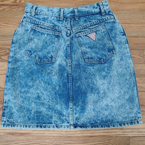 Vintage 80's Guess Acid Wash Demin Skirt - Picture 2 of 8